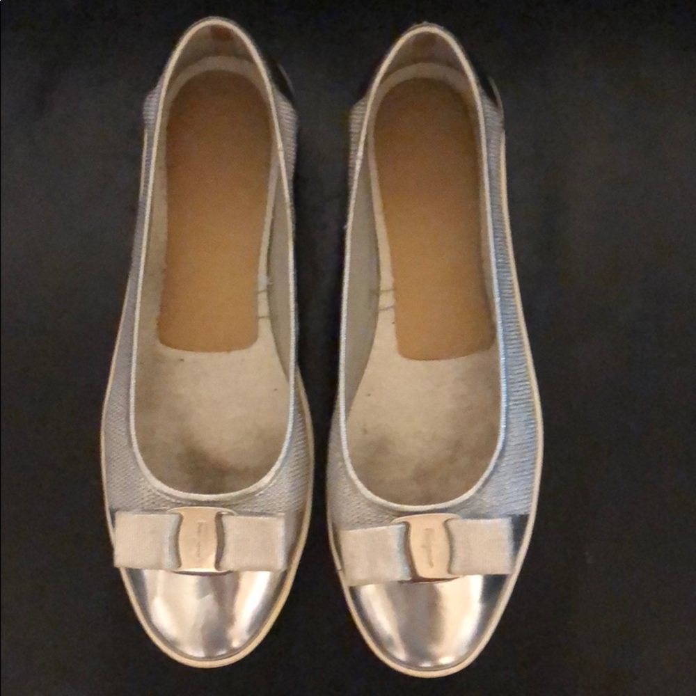 Ladies Ferragamo silver BALLERINA SNEAKER